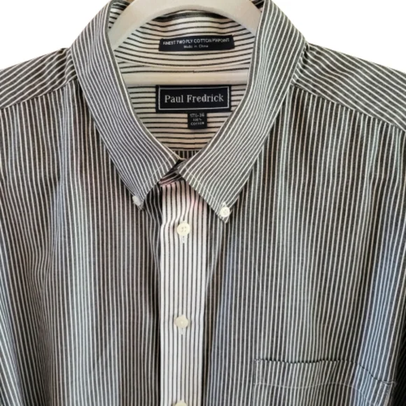 white christmas dresses Non-Iron Cotton Stripe Dress Shirt with Contrast Trim main image 0